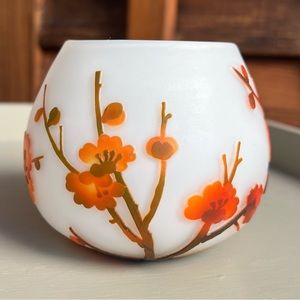 Vintage Galle style cameo Glass. Cherry Blossom. The cutest vintage piece 🦋❤️